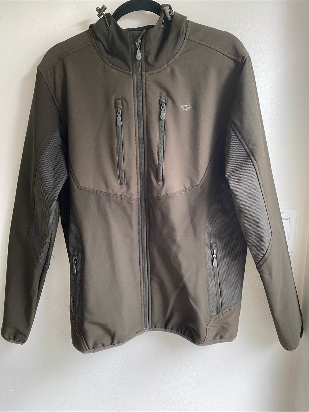 Hoggs of Fife Field Pro Ardross 4-Way Active Hooded Jacket Brown Med Like New!